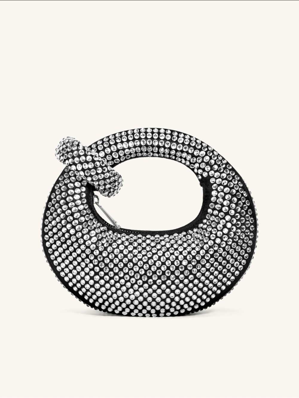 JW PEI l, Abacus Black Crystal-Embellished Oval Clutch